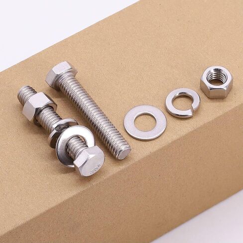 M8-1.25 x 70mm (8 Sets) Hex Bolt with Hex Nut, Large Flat Washers and Lock Washers Hardware Set Kit, Full Coarse Thread, 304 Stainless Steel 18-8 in Saudi Arabia