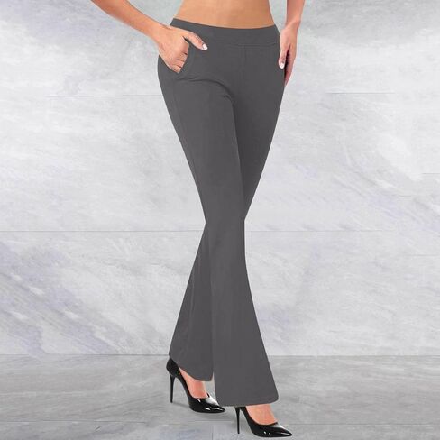 Bootcut Pull On Dress Pants for Women High Waisted Stretchy Business Casual Pants Trendy Yoga Work Slacks in Kuwait