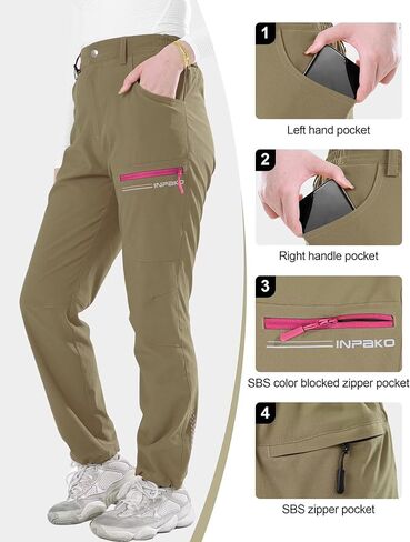 سراويل المشي لمسافات طويلة للنساء UPF 50+ مرنة مقاومة للمياه سراويل المشي لمسافات طويلة الجافة صالة رياضية سفر غير رسمي in Kuwait