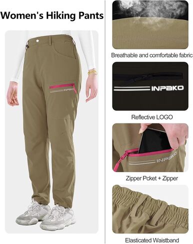 سراويل المشي لمسافات طويلة للنساء UPF 50+ مرنة مقاومة للمياه سراويل المشي لمسافات طويلة الجافة صالة رياضية سفر غير رسمي in Kuwait