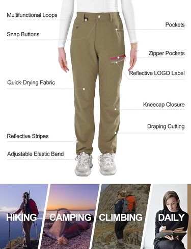 سراويل المشي لمسافات طويلة للنساء UPF 50+ مرنة مقاومة للمياه سراويل المشي لمسافات طويلة الجافة صالة رياضية سفر غير رسمي in Kuwait