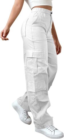 bmkBWO Cargo Pants Women Baggy,High Waisted Plus Size Tactical Hiking Pants Lightweight Y2K Clothes Streetwear with Pockets in Kuwait