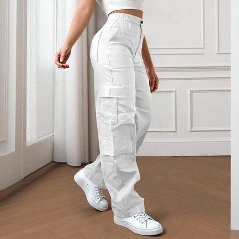 bmkBWO Cargo Pants Women Baggy,High Waisted Plus Size Tactical Hiking Pants Lightweight Y2K Clothes Streetwear with Pockets in Kuwait