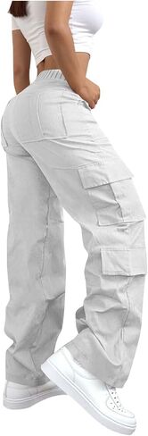 bmkBWO Cargo Pants Women Baggy,High Waisted Plus Size Tactical Hiking Pants Lightweight Y2K Clothes Streetwear with Pockets in Kuwait