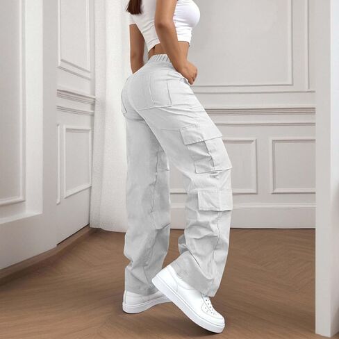 bmkBWO Cargo Pants Women Baggy,High Waisted Plus Size Tactical Hiking Pants Lightweight Y2K Clothes Streetwear with Pockets in Kuwait