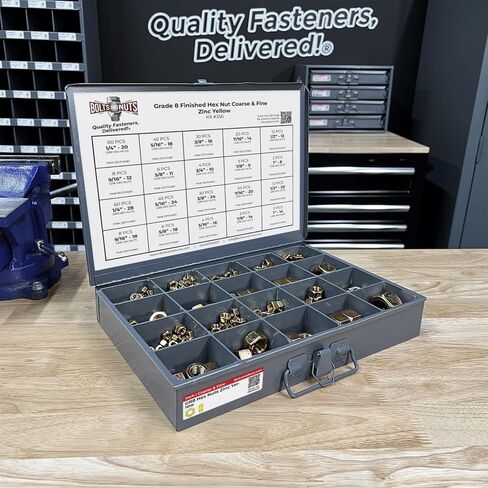 Grade 8 Finished Hex Nut Coarse & Fine Zinc Yellow Assortment - 381 Pieces in Saudi Arabia