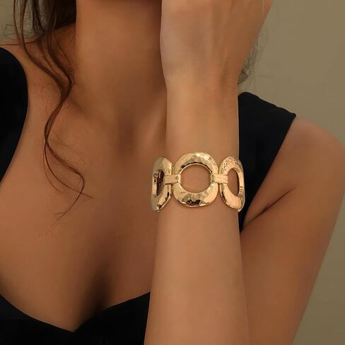 Chunky Gold Bangles Bracelet for Women Trendy Statement Bracelet Simple Gold Jewelry for Women Gifts in Kuwait