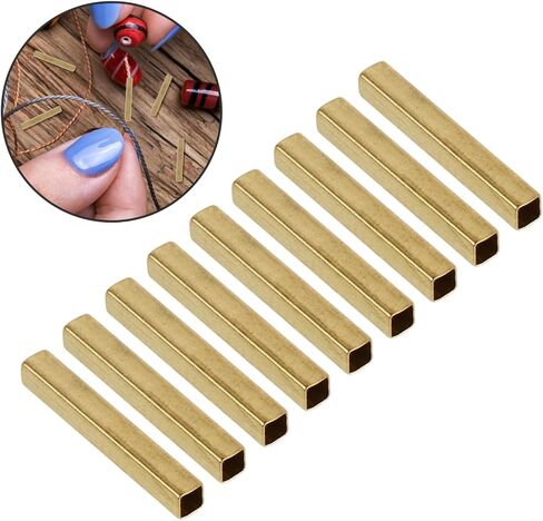 Angoily 50Pcs Brass Square Tubes for DIY Jewelry Making Supplies Hollow Design Durable Brass Material for Earrings and Bracelets Creative Crafting Accessories in Saudi Arabia