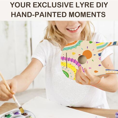Lyre Harp 7 String DIY Kit, Wooden Instrument Kit Handmade with Basswood Body Strings Tuning Wrench Saddle Bridge Pins, Easy Assembly for Beginners and DIY Enthusiasts in Saudi Arabia