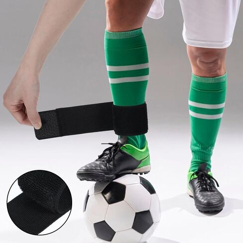 2PCS Soccer Shin Guard Straps للأطفال البالغين للشباب ، حاملي وسادة Shin ، الإقامات Shinguard ، أسود in Saudi Arabia