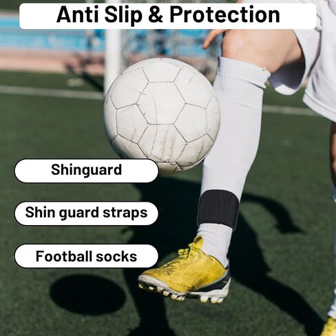 2PCS Soccer Shin Guard Straps للأطفال البالغين للشباب ، حاملي وسادة Shin ، الإقامات Shinguard ، أسود in Saudi Arabia