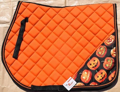 وسادة سرج طباعة برتقالية الهالوين مع محرك أذن مطابق-معدات ركوب الخيل-غير قابلة للانزلاق والتنفس-العرض الغربي/الإنجليزي in Kuwait