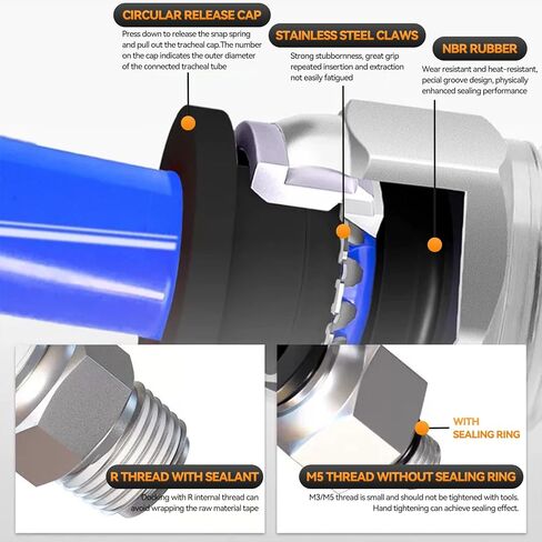 Pneumatic Black Push Connect Fittings 8mm Tube OD x 1/4 Inch NPT Air Push Connect Tools Pneumatic Hose Fittings(Pack of 10) in Kuwait