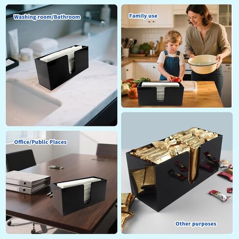 حامل المناشف الورقية لـ كونترتوب ، موزع مناديل أكريليك أسود-موزع/C-Fold/Z-Fold Plape Supenser لمطعم مطعم المطبخ الحمام-سميك متين 5 مم (2) in Saudi Arabia