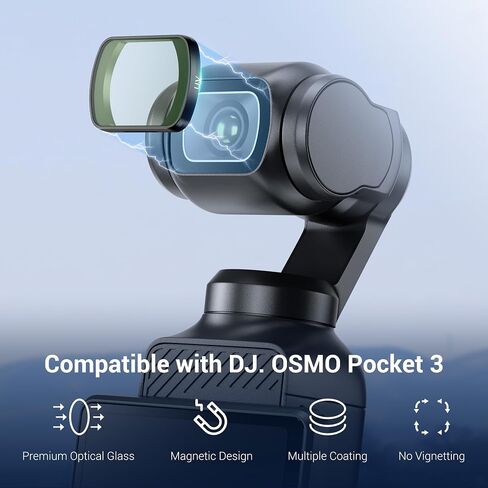 JJC Magnetic 0.72X Wide Angle Lens for DJI OSMO Pocket 3 Creator Combo, Dual-Sided Anti-Reflective Coating Lens with Storage Case, Lightweight & Durable Aluminum Alloy Frame, Pocket3 Accessories in Saudi Arabia