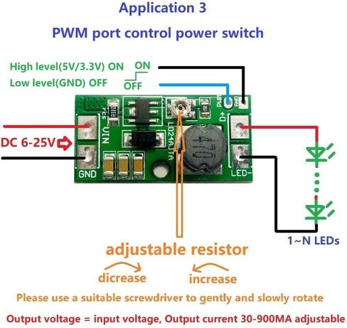 2 Pcs LD24AJTA LED Driver Boards 20W DC6~25V Adjust PWM Controlled DCDC Converters, LED PWM Regulator in Saudi Arabia