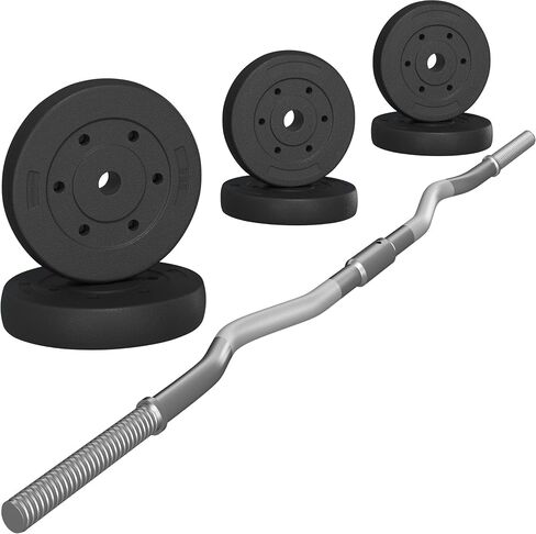 Yaheetech 55lb Olympic Barbell Dumbbell Weight Set Gym Lifting Exercise Workout Olympic Bar Curl Bar in Saudi Arabia