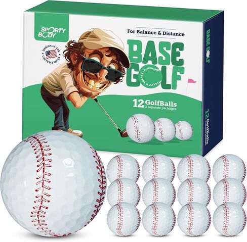 Baseball-Style Golf Balls – Set of 12, Surlyn Cover, Long Drive Distance & Precise Control, Great Golf Gift for Men & Women in Saudi Arabia