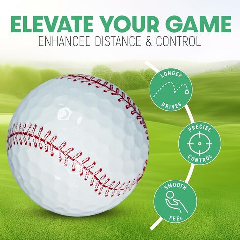 Baseball-Style Golf Balls – Set of 12, Surlyn Cover, Long Drive Distance & Precise Control, Great Golf Gift for Men & Women in Saudi Arabia