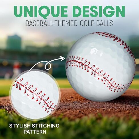Baseball-Style Golf Balls – Set of 12, Surlyn Cover, Long Drive Distance & Precise Control, Great Golf Gift for Men & Women in Saudi Arabia