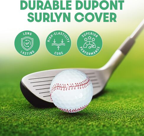 Baseball-Style Golf Balls – Set of 12, Surlyn Cover, Long Drive Distance & Precise Control, Great Golf Gift for Men & Women in Saudi Arabia