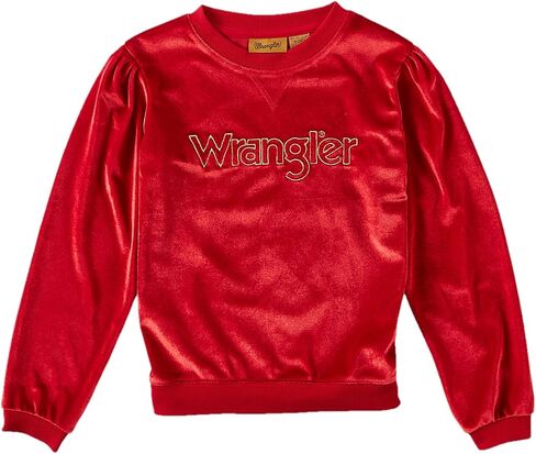 Red Velvet Sweatshirt with Wrangler Logo for Girls in Saudi Arabia