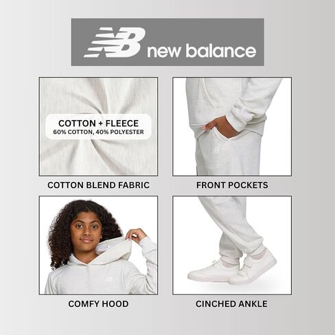 New Balance Girls Athletic 2 قطعة-Soft Fleece Pullover Hoodie Sweatshirt & Joggers Sweatsuit Activewear Set (4-12) in Saudi Arabia