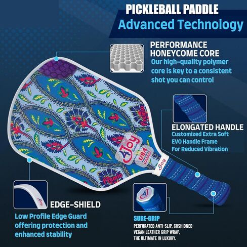 4Joy Pickleball Paddle Premio Series - Thermoformed Premium T700 Carbon Fiber Pickleball Paddless - Professional Pickleball Rackets for Women & Men - 16mm Honeycomb Core - USAP Approved in Saudi Arabia