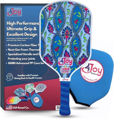 4Joy Pickleball Paddle Premio Series - Thermoformed Premium T700 Carbon Fiber Pickleball Paddless - Professional Pickleball Rackets for Women & Men - 16mm Honeycomb Core - USAP Approved in Saudi Arabia
