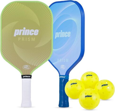 Prince - Pickleball Set for 6 Players with Paddles, Precision Engineered Pickleball Balls with 40 Holes Pattern, Ideal for Sports Enthusiasts in Saudi Arabia