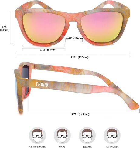 EPHIU Polarized Sports Sunglasses - Mirror Lens Square Frame for Women & Men, No Slip No Bounce Eyewear for Running, Beach in Saudi Arabia
