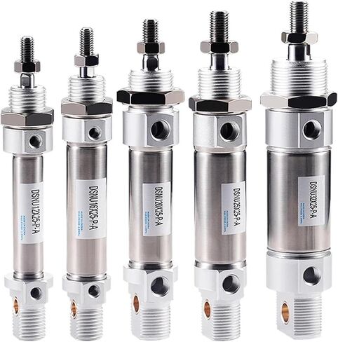 1pcs أسطوانة الهوائية الفولاذ المقاوم للصدأ من الفولاذ المقاوم للصدأ اسطوانة القلم الدائرية dsnu10/12/16x25/50/75/11/115/150/175/200-p-a (Bore 12 (DSNU 12) ، السكتة الدماغية 125 ملم) in Kuwait