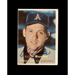 Billy Hunter Signed 1957 Topps Kansas City Athletics Autographed in Kuwait