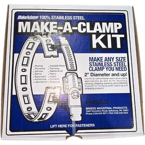 Generic Beze Make-A-Clamp Kit 4002 ، نظام مشبك خرطوم الفولاذ المقاوم للصدأ. تحتوي المجموعة على شريط 50 قدم ، 10 السحابات و 5 روابط. in Kuwait