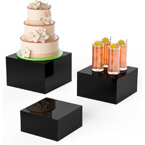 Acrylic Dessert Stand,Buffet Risers, Food Risers, Multi-Purpose Cake Stand for Parties, Weddings, Birthdays, Catering, Jewelry, and Collectibles Acrylic Cube Boxes Display Nesting Risers with Hollow Bottoms (White, 6"x7"x8") in Saudi Arabia