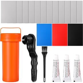 Gejoy Inflatable Boat Repair Kit Include 15 X PVC Patch, 1 X Maintenance Barrel, 1 X Valve Wrench, 1 X Brush and 3 X 3g Glue, Rubber Boat Repair Patches Set for Inflatable Raft Canoe Kayak in Saudi Arabia