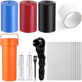 Inflatable Boat Repair Kit Pool Liner Patch Kit Include 6 Pcs and 3 Roll PVC Patch, 1 Clear TPU Repair Tape, 2 x 30 ml Glue, 1 Maintenance Barrel for Air Mattress Tent Swimming Ring Raft in Saudi Arabia