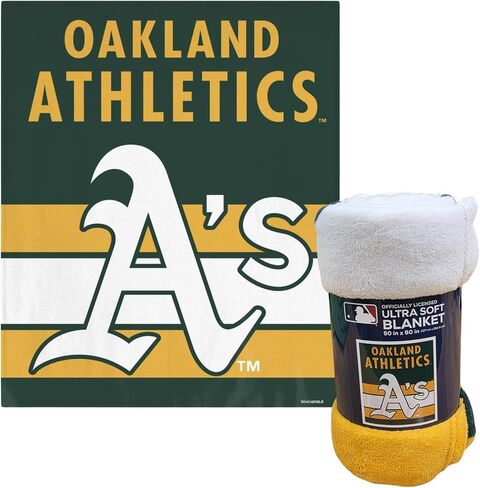 Licensed MLB Oakland Athletics Ultra Soft Coral Fleece Plush Throw Blanket, 50" x 60" in Saudi Arabia