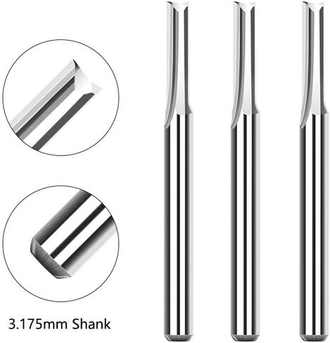 3.175mm ساق قاطع طحن الفتحة المستقيمة 1.0-3.175mm 2 الناي CNC جهاز التوجيه البت Carbide End Mill CNC Tool (3.175x2.5x22x38) in Kuwait