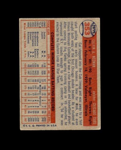 Cal Neeman Signed 1957 Topps Chicago Cubs Autographed in Saudi Arabia