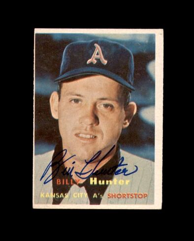 Billy Hunter Signed 1957 Topps Kansas City Athletics Autographed in Saudi Arabia