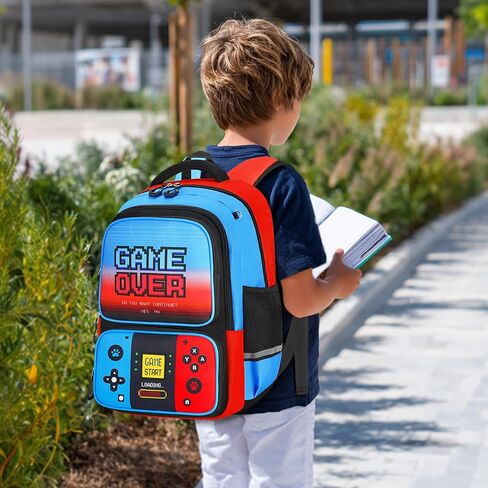 Gamer Backpack for Boys, Boys Backpack with Lunch Box Pencil Bag, 17" Video Game Bookbag for Kids Teens Elementary Middle School Ages 6-16 in Saudi Arabia