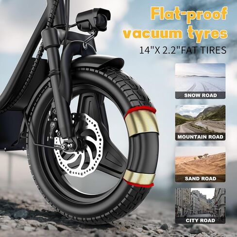14" Electric Scooter with Seat Adult, 700W Peak Motor 720Wh Battery, 35 Miles Range, 25Mph Max Speed, Height-Adjustable Comfort Seat, Commuter Escooter with Carry Basket in Saudi Arabia
