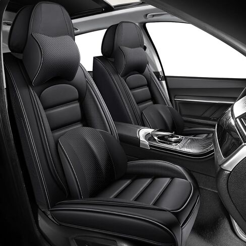 for Mini Cooper Full Set Seat Covers 2002-2012, Waterproof Nappa Leather Protector, Stylish, Anti-Slip & Airbag Compatible (Blue & White) in Kuwait