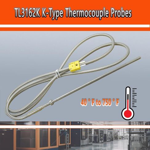 TL3162K K-Type Thermocouple Probe Probe 8 "-0.2" نطاق القياس 40 ° F-750 ° F CABLE 60 " in Kuwait