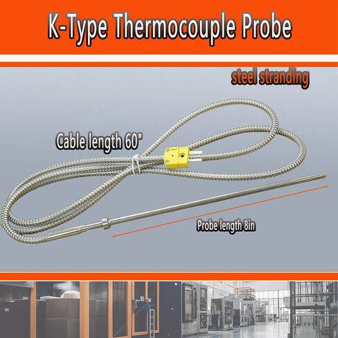 TL3162K K-Type Thermocouple Probe Probe 8 "-0.2" نطاق القياس 40 ° F-750 ° F CABLE 60 " in Kuwait