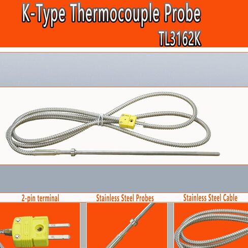 TL3162K K-Type Thermocouple Probe Probe 8 "-0.2" نطاق القياس 40 ° F-750 ° F CABLE 60 " in Kuwait