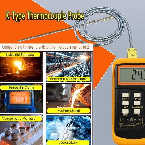 TL3162K K-Type Thermocouple Probe Probe 8 "-0.2" نطاق القياس 40 ° F-750 ° F CABLE 60 " in Kuwait