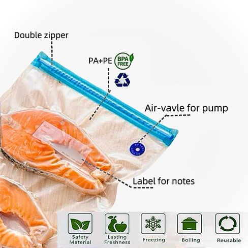 Sous Vide Bags-BPA-Free Reusable Vacuum Seal Bags for Food Storage Food Freezing safe Reseal Vacuum Storage Bag for Sous Vide Cooking-HOMYLAND11.2 * 10.2in (Medium 20pcs) in Saudi Arabia