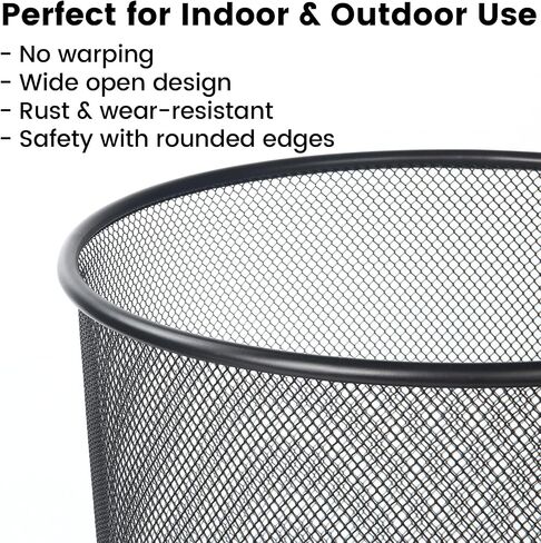 6.5 Gal Trash Can for Home and Office - Rust-Resistant Mesh Waste Basket, Round Ventilated Trash Can with Open Top, No Odor - Garbage Bin for Under Desk, Bedroom - 11.6" x 11.6" x 13.4" - 2 Pack in Kuwait